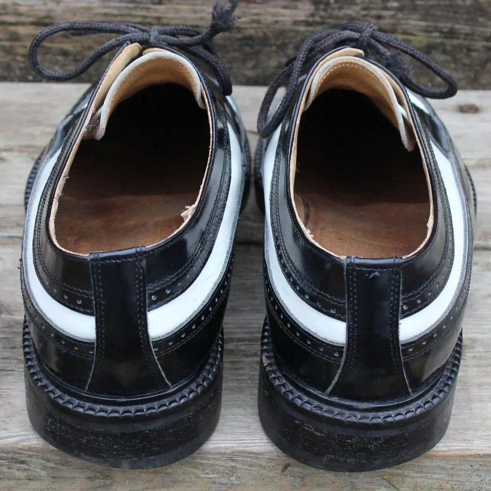 VTG Bravo Black & White Leather Spectator Wingtips, Size 42 EU, Made in Italy - Picture 6 of 12